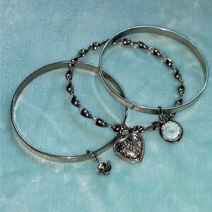 Bundle of Vintage set of 3 bangle charm bracelets